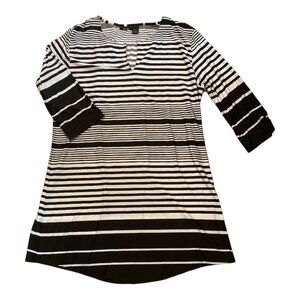 APT.9 Pullover Sheath Black & White Split-Top 3/4 Sleeve Dress/Tunic Size XL